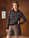 Wool-Blend Striped Cropped Polo Sweater