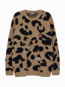 Leopard Metal Badge Loose All-match Crew Neck Sweater