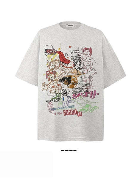 Liber Summer Neutral Printed Cartoon T-shirts