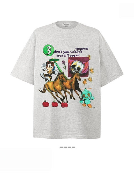 Liber Summer Neutral Printed Cartoon T-shirts