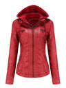 Hooded Removable 2-piece Sets Leather Jacket