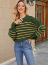 Liber Autumn Women's Crew Neck Raglan sleeves Jacket Short Loose Long sleeve Sweaters