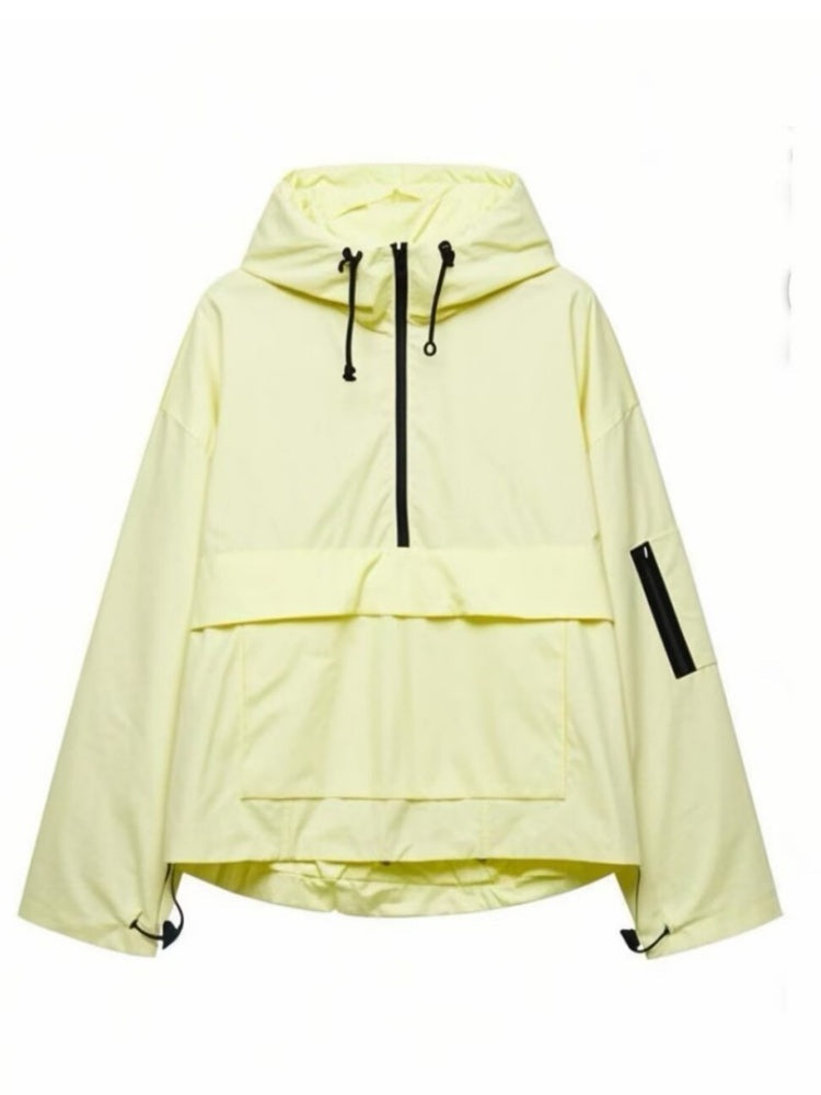 Casual Workwear Style Hooded Pocket Zipper Jacket