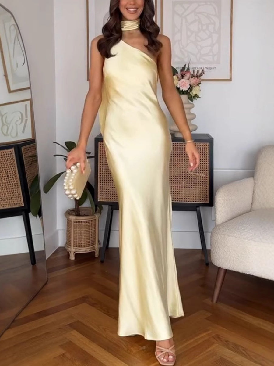 Liber Summer Women's Lace up Solid Color Maxi Dresses