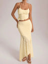 Liber Summer Women's Lace Solid Color 2-piece Sets