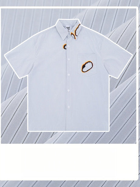 Liber Summer Men's Pocket decoration Stripes Shirts
