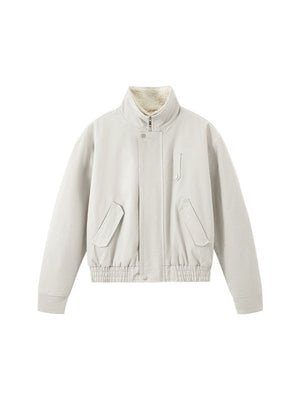 Removable Lapel Plush Contrasting Colors Jackets Coat