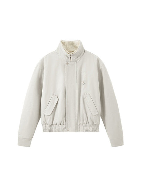 Removable Lapel Plush Contrasting Colors Jackets Coat