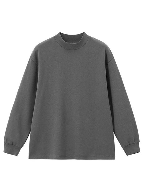 Liber Autumn Neutral wear Ribbed turtleneck Solid Color T-shirts