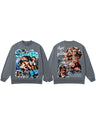 Retro Sports Printed Washing Old Crew Neck Sweatshirt