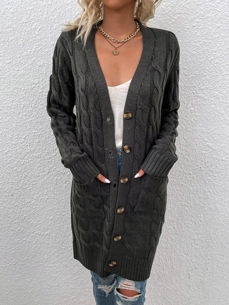 Pocket Hemp Pattern Buttons Cardigans