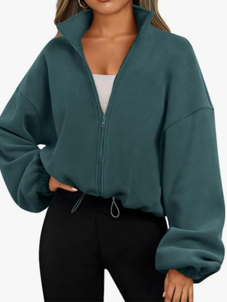 Liber Autumn Women's Zipper Solid Color Sweatshirts&Hoodies