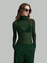 Headband Perspective Turtleneck Slim Fit Party And Nightclub Outfits With Mesh/see-through Tops
