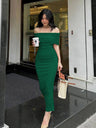 Liber Spring Women's Pleated Solid Color Maxi Dresses
