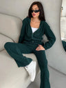 Liber Autumn women's solid color long-sleeved cardigan two-piece suit