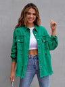 Multicolor Raw Hem Denim Jacket