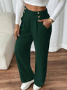 Casual High-waisted  Loose Straight leg Pocket Pants