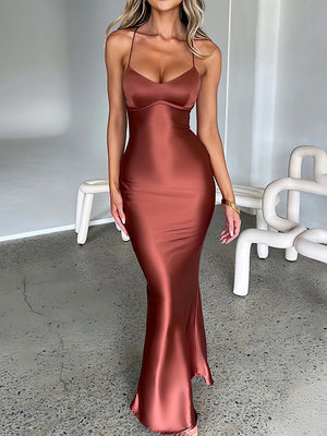 Back-Less Tie-Up Thin Strap Maxi Dress