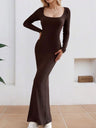 Liber Summer Women's Solid Square Collar Maxi Dresses
