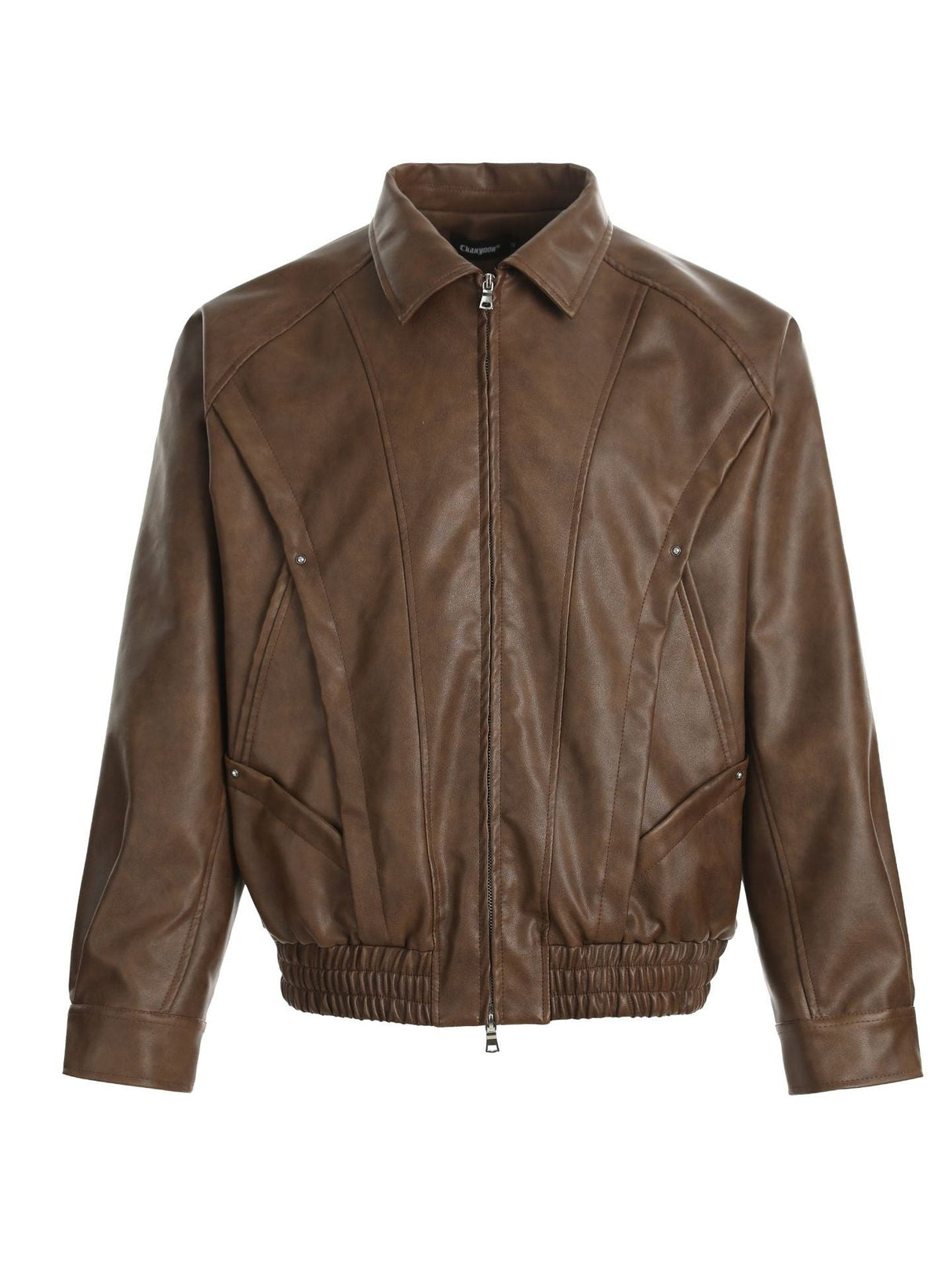 Retro Locomotive Cleanfit Deconstruction Splicing Leather Jacket