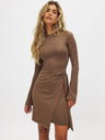Long-sleeved Round-neck Tie Short Dress