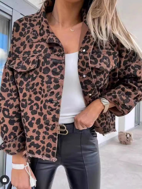 Liber Autumn Women's Leopard Denim jacket