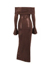 One-shoulder Glitter Long Sleeve Hip-length Dress