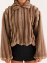 Faux Fur Collar Winter Warm Plush Jacket Long-sleeved Coat