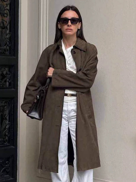 Long pocket trench coat