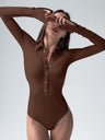 Liber Autumn Women's Splicing Solid Color Bodysuit