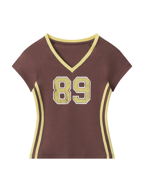 Liber Summer Women's Contrasting colors Letters/Numbers/Words T-shirts