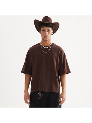 Liber Summer Men's Slightly short hem Solid Color T-shirts