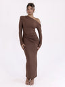 Liber Autumn Women's Pleated One shoulder Maxi Dresses