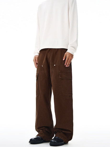 Liber Autumn Men's Multiple pockets Solid Color Cargo Trousers