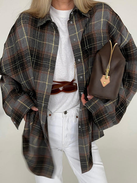 Liber Autumn Women's Plaid Plaid Shirts