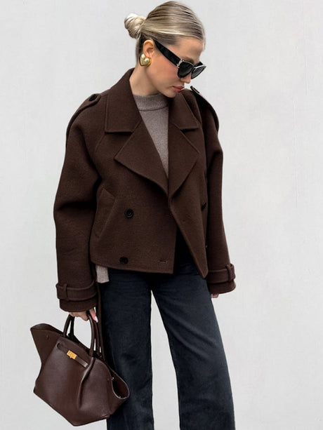 Liber Autumn Women's Woolen cloth Solid Color Jackets