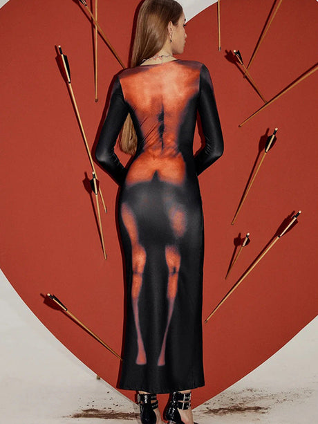 Liber Autumn Women's Body Printing Body Printing Maxi Dresses