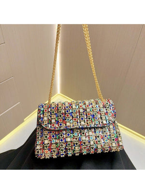 Liber Four Seasons ACC chain contrast color diamond underarm bag