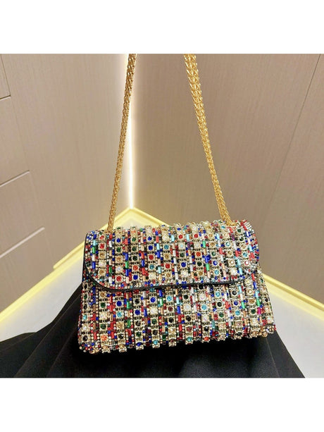 Liber Four Seasons ACC chain contrast color diamond underarm bag