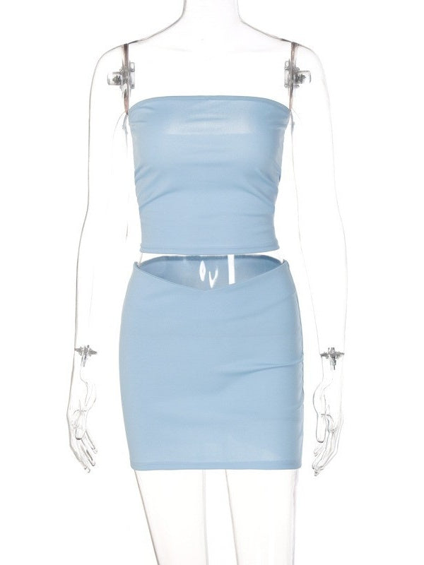 Liber Winter Women's Backless Solid Color 2-piece Sets
