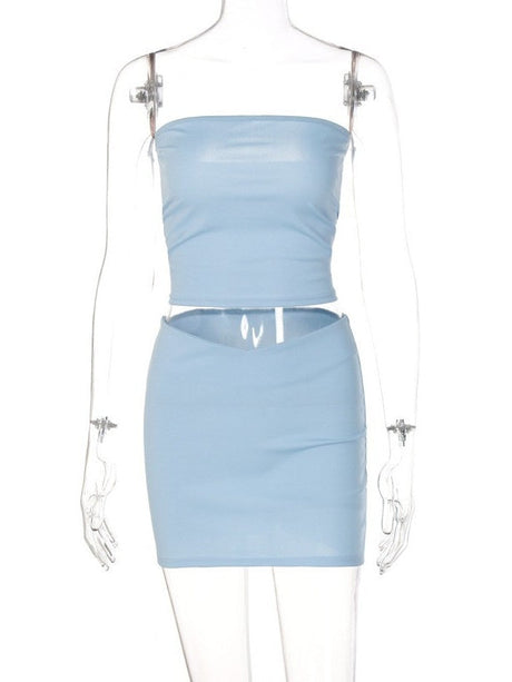 Liber Winter Women's Backless Solid Color 2-piece Sets