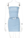 Liber Winter Women's Backless Solid Color 2-piece Sets