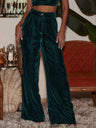 Straight-leg Velvet Pocket Button Trousers