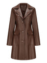 Mid-length Pocket Single-breasted Lapel Leather Jacket