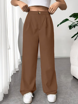 Pleated Suit Wide-leg Pants For Women High Waist Drape Loose Straight Floor-length Trousers