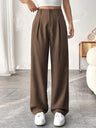 High waist Pocket Wide-leg Pants