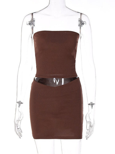 Liber Winter Women's Backless Solid Color 2-piece Sets
