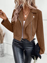 Short Lapel Zipper Deerskin Jackets