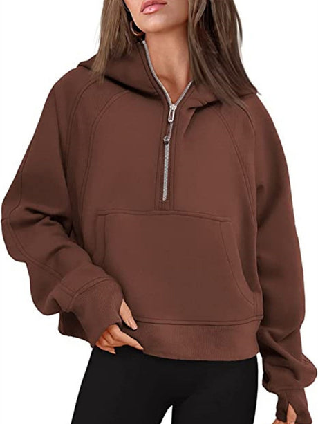Liber Summer Women's Zipper Color matching Sweatshirts&Hoodies