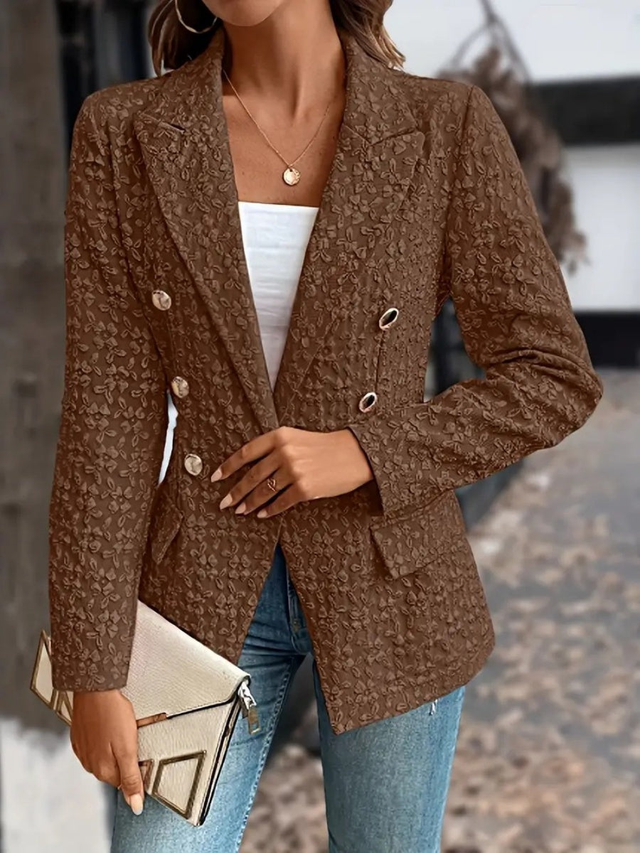 3D Fabrics Solid Color Double-breasted Jackets